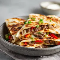 Philly Cheese Steak Quesadillas Recipe for 4 Servings