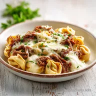 Creamy Provolone Cheesesteak Tortellini Recipe