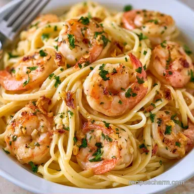 30 Minute Shrimp Pasta with Garlic Recipe Card
