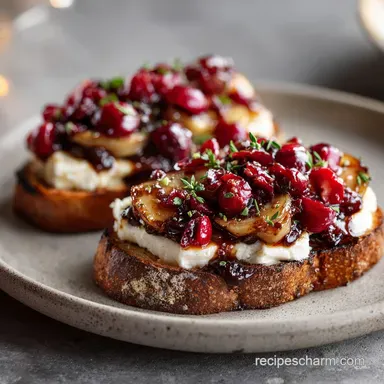 Roasted Balsamic Cranberry and Brie Crostini for 24 Servings Recipe Card