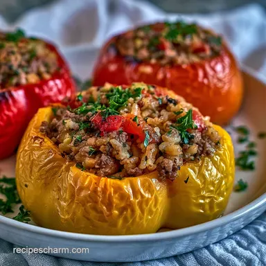 Classic Stuffed Peppers Recipe for 6 Recipe Card