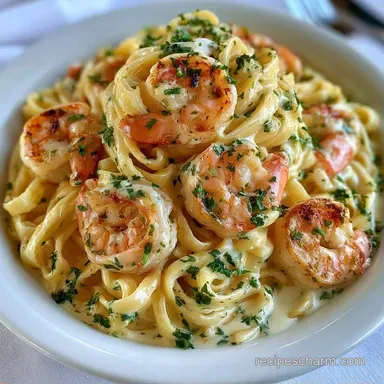 Creamy Garlic Shrimp Pasta in 25 Minutes Recipe Card
