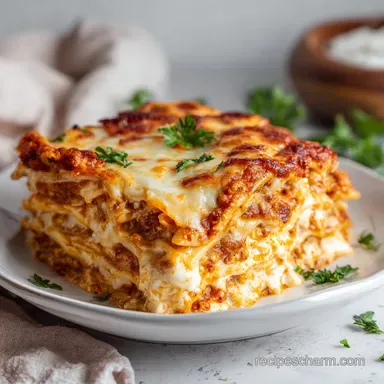 Crockpot Lasagna Recipe for 8 Servings Recipe Card