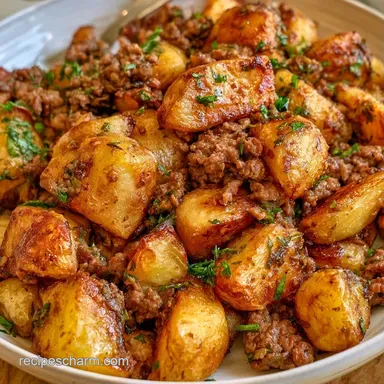 Ground Beef and Potatoes in 35 Minutes Recipe Card