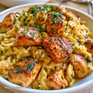 Chicken Orzo: One-Pot and Creamy Recipe Card