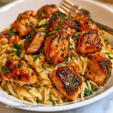 Creamy Lemon Chicken Orzo One-Pot Recipe Card