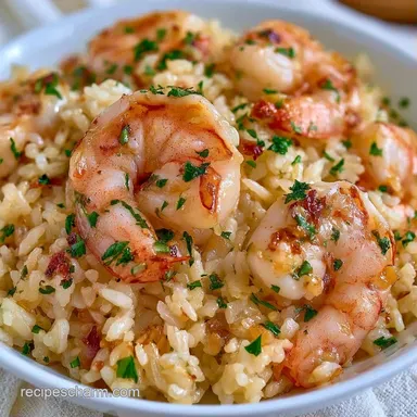 Instant Pot Garlic Shrimp Rice for 4 Recipe Card