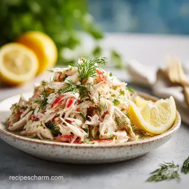 Crab Salad Recipe with Lemon and Herbs for 4 Servings Recipe Card
