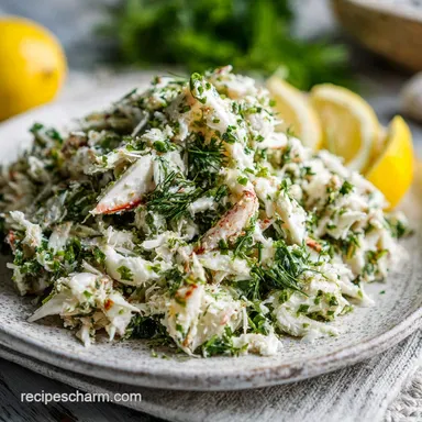 Crab Salad Recipe with Lemon and Herbs for 4 Servings