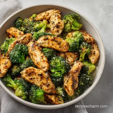Low Carb Chicken Broccoli Skillet with Garlic (25 Min) Recipe Card
