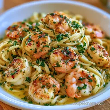 One Pan Shrimp Pasta in 25 Minutes Recipe Card