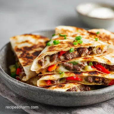 Philly Cheese Steak Quesadillas Recipe for 4 Servings
