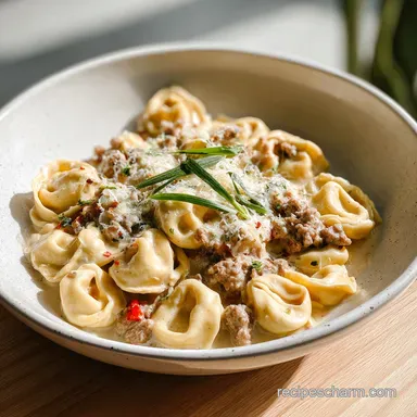 Creamy Provolone Cheesesteak Tortellini Recipe in 25 Mins Recipe Card