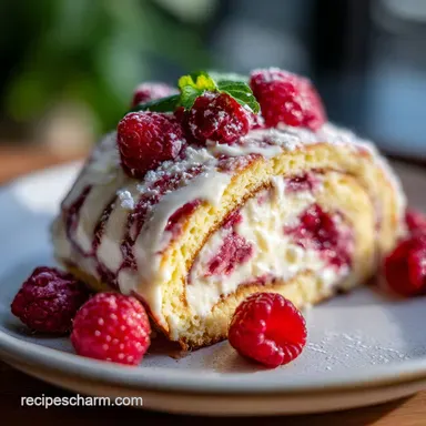 Decadent Raspberry White Chocolate Cake Roll for 10 Servings