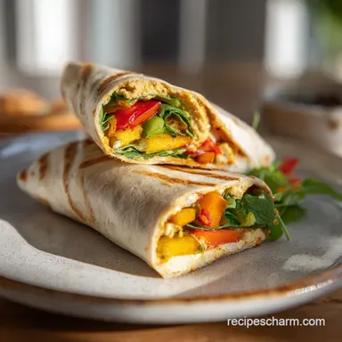 Delicious Roasted Veggie and Hummus Wrap for 4 Recipe Card