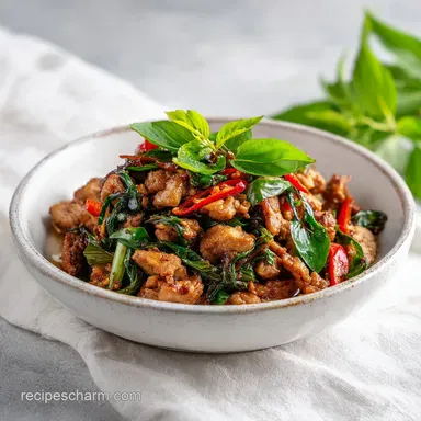 Thai Basil Chicken Recipe in 15 Minutes for 2 Servings Recipe Card