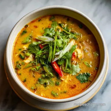 Delicious Thai Coconut Curry Soup Recipe in 30 Min Recipe Card