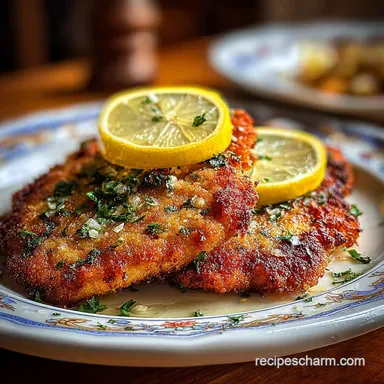 Veal Cutlet Recipe with Lemon for 4 Servings Recipe Card