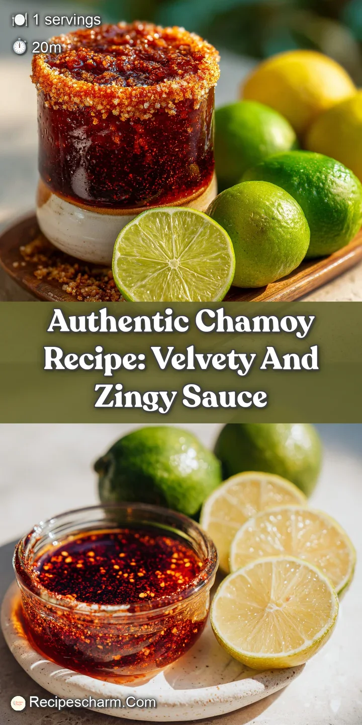 Close-up of glistening, thick chamoy sauce. See the bright red color with the dark, sticky bits of tamarind and chili.