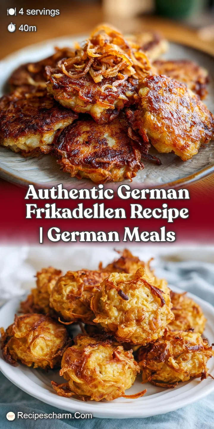 Close-up of a juicy Frikadelle patty with browned crust, revealing flavorful herbs and meat texture. Inviting and delicious.