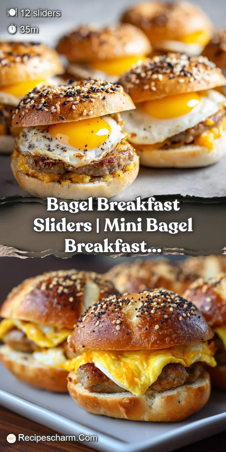 Close-up of melted cheese dripping over a fluffy egg and crispy bacon inside a toasted, sesame-seeded mini bagel.