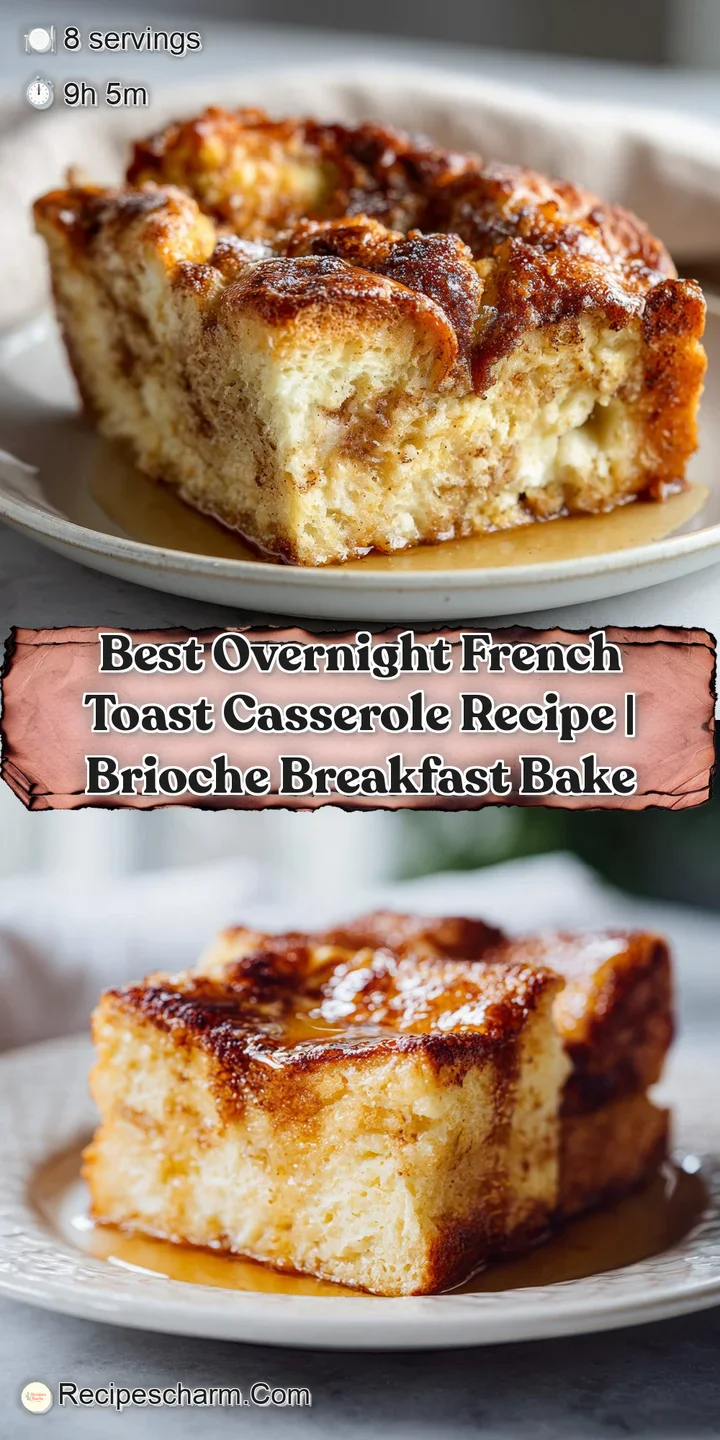 Close-up of thick, airy French toast cubes baked into a golden-brown casserole, drizzled with warm syrup and scattered ras...