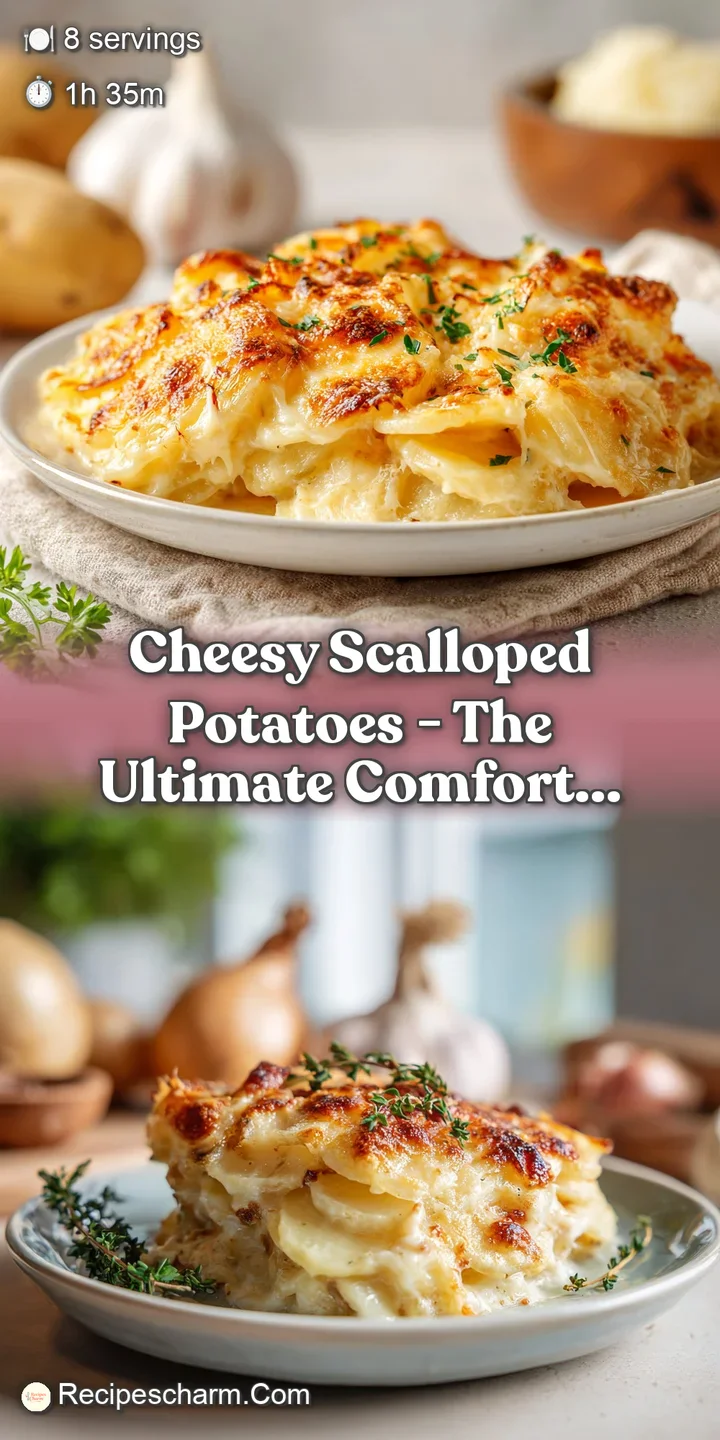 Close-up of tender potato slices layered with melted, golden cheese, with a rich, creamy texture.