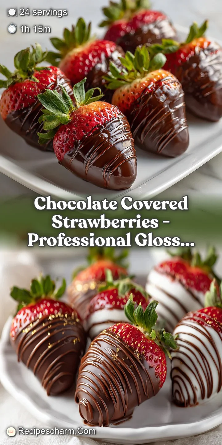 Close-up of a decadent chocolate-covered strawberry, smooth and shiny, with colorful sprinkles clinging to the dark chocol...