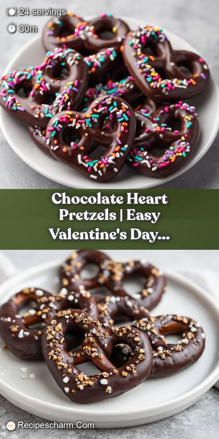 A close-up of glossy dark chocolate with perfectly formed, vibrant salted heart candies glistening.