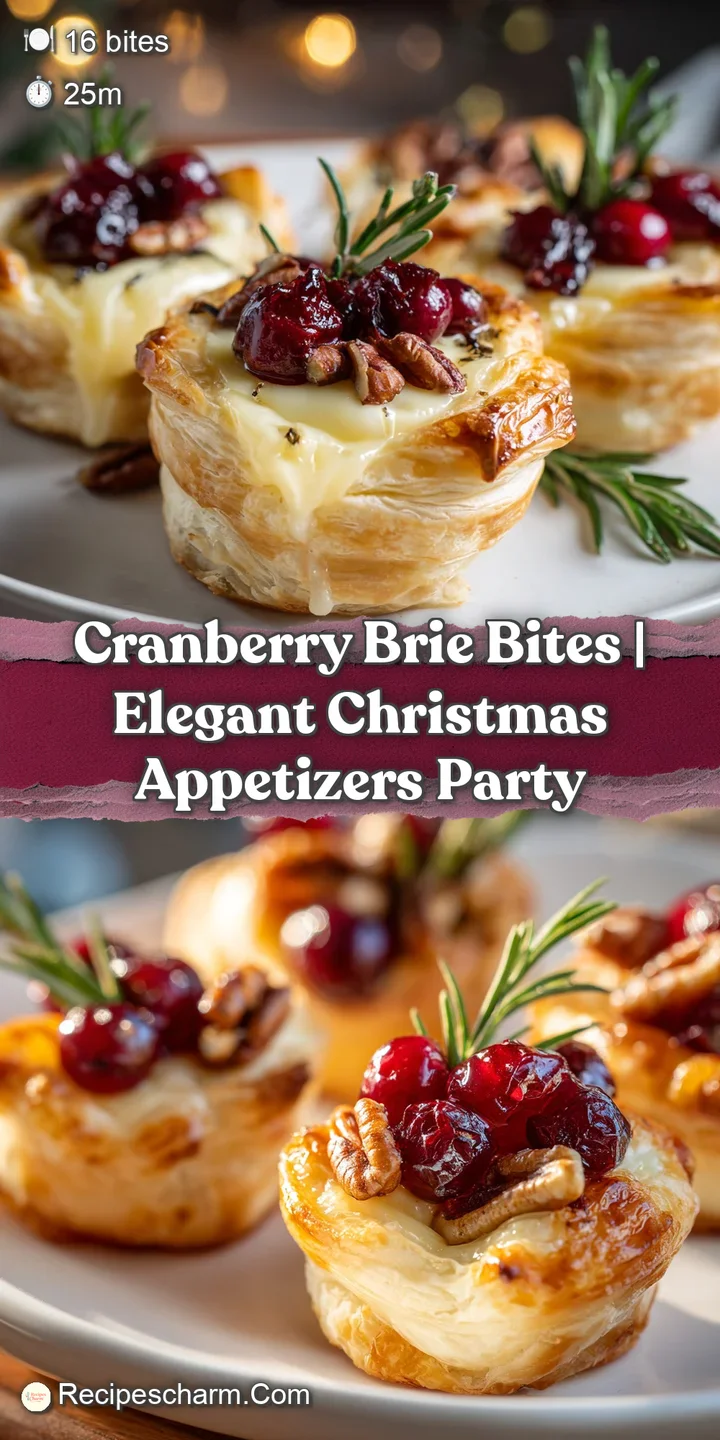 Close-up of melted, creamy white brie topped with a glistening dollop of crimson cranberry sauce in a buttery crust.
