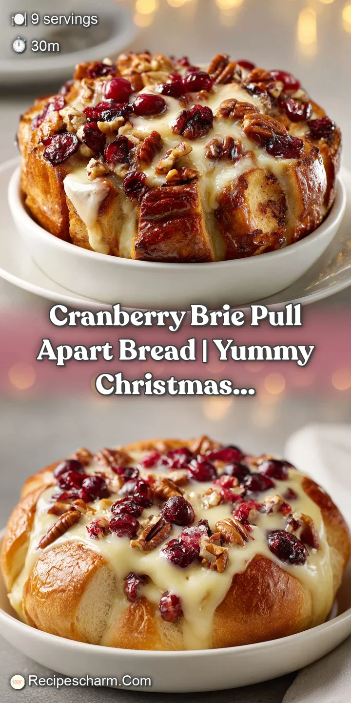 Macro shot of gooey melted white cheese stretching between golden toasted bread and glossy, tart red cranberries.