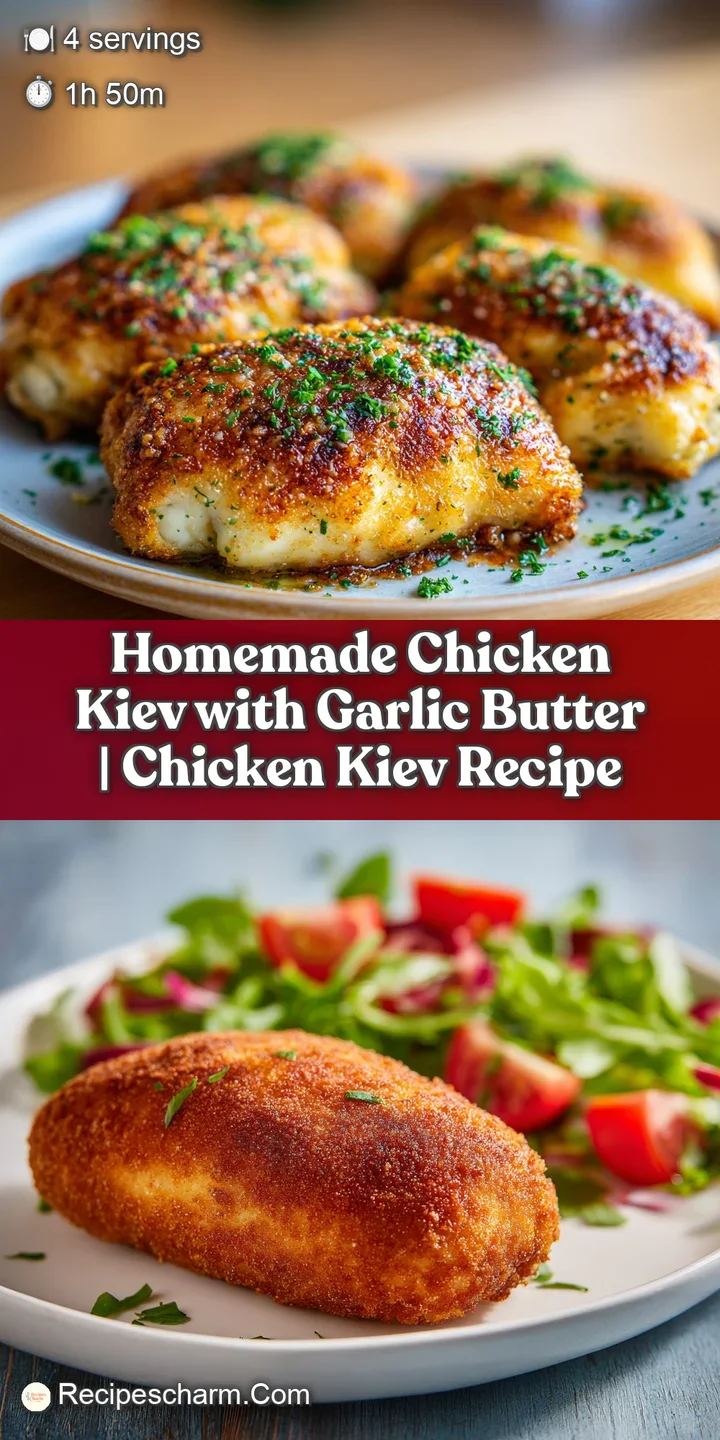 Close-up of a juicy, breaded chicken breast oozing with melted garlic butter, highlighting its crispy texture.