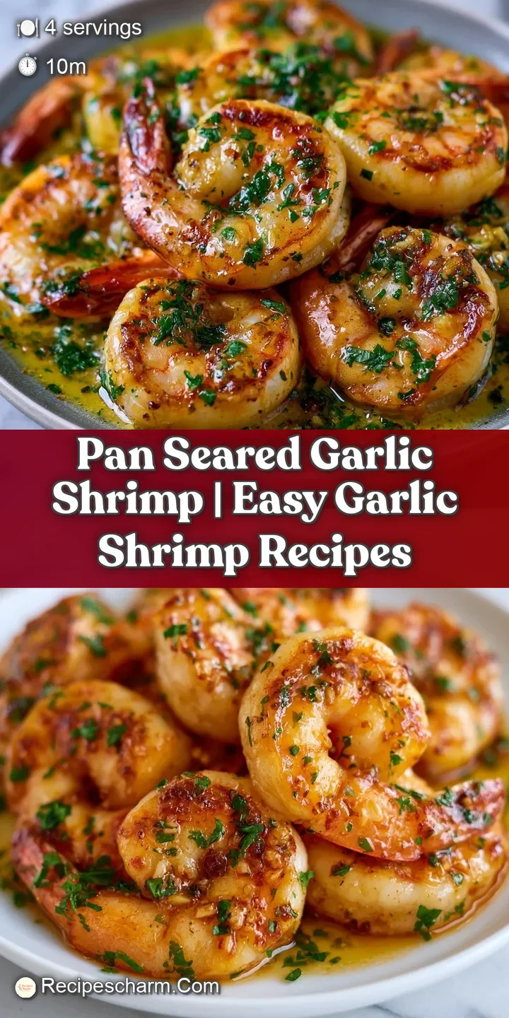 Macro view of a seared shrimp showing a caramelized crust, dripping with melted butter and toasted garlic bits.