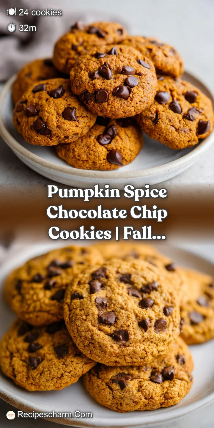 Close-up of a chewy pumpkin cookie, revealing molten dark chocolate chips and a soft, textured interior.