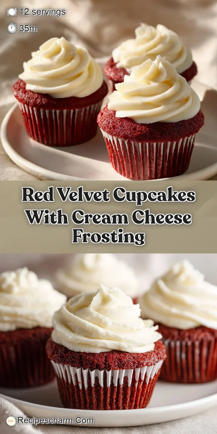 Close-up of a red velvet cupcake; moist crumb, creamy frosting swirl, tempting texture, inviting taste.