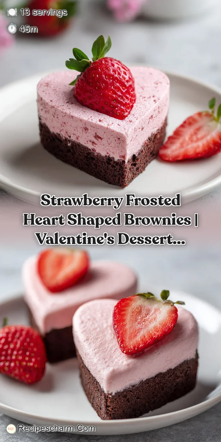 Close-up of a glossy, bright pink strawberry frosting swirls on a decadent, dark chocolate brownie surface.
