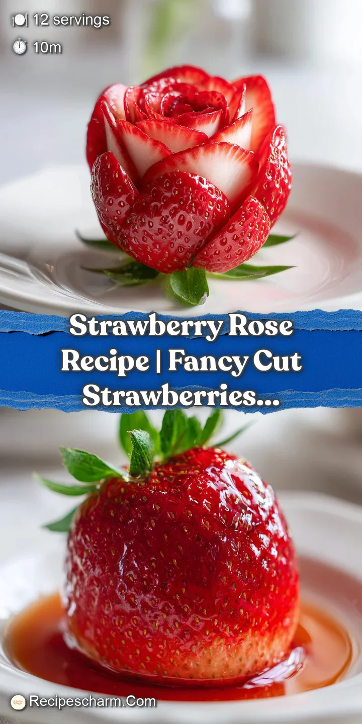 Close-up of a chilled strawberry rose drink with floating strawberry slices and rose buds. Condensation suggests a refresh...