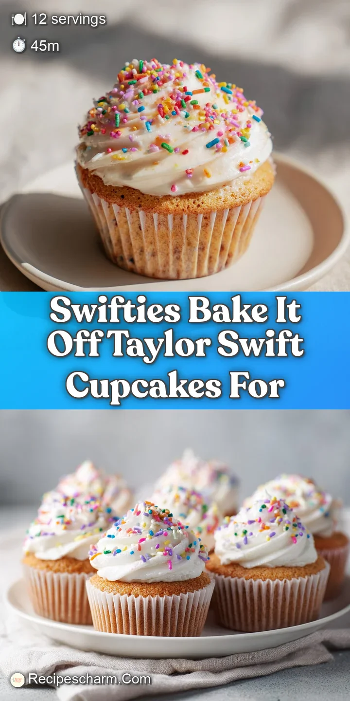 Close-up shows moist cupcake with sky-blue vanilla frosting, tiny rainbow sprinkles, topped with a bright red candy heart.