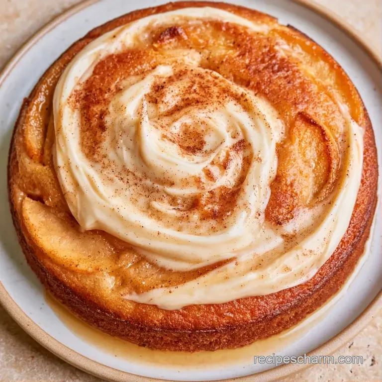 Elegant slice of spiced cake with creamy white frosting, paired with fresh apple slices on a minimalist white plate.
