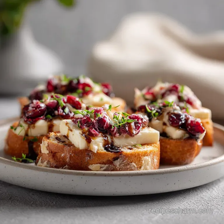 Roasted Balsamic Cranberry and Brie Crostini