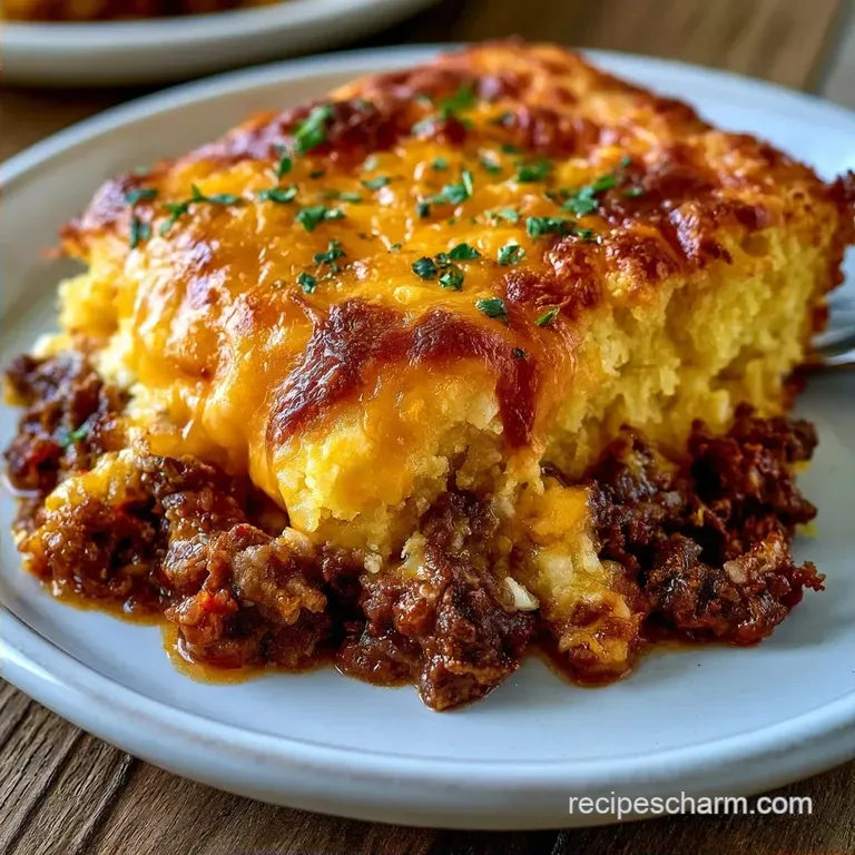Cornbread Casserole with Ground Beef and Rotel