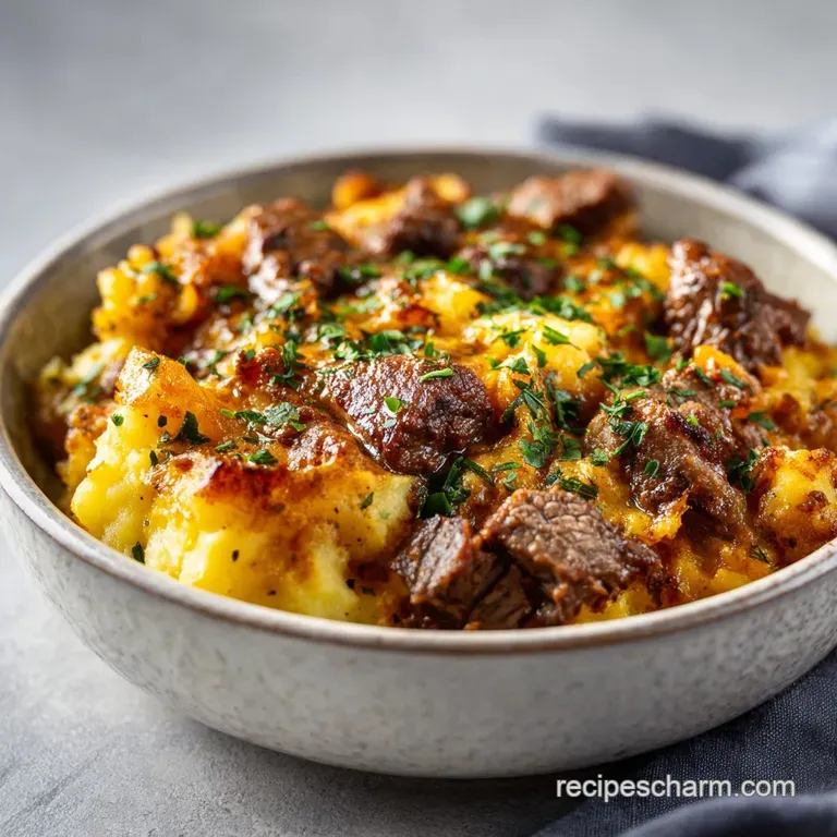 Cowboy Steak and Potato Casserole: Hearty and Cheesy