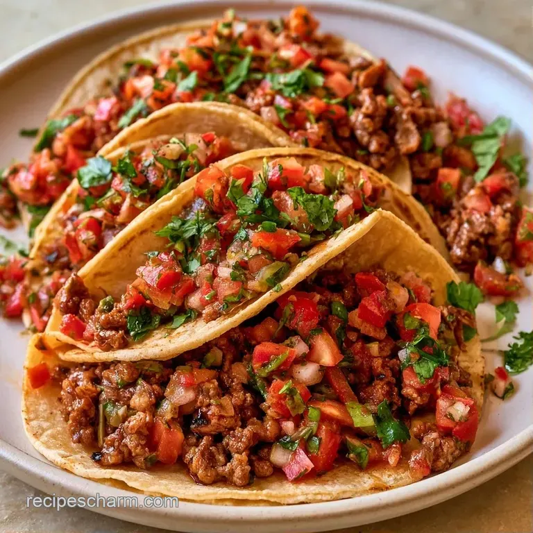 Platter of folded tortillas filled with seasoned meat, paired with bowls of chunky salsa and zesty lime wedges.