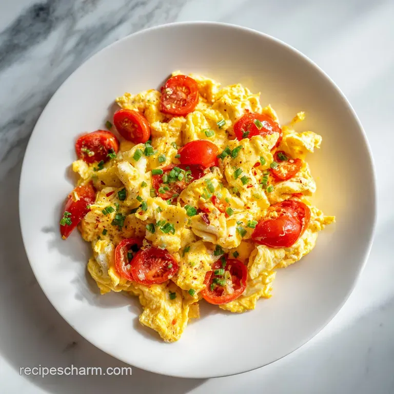 Vibrant yellow scrambled eggs garnished with fresh cilantro and avocado slices on a modern matte black plate.