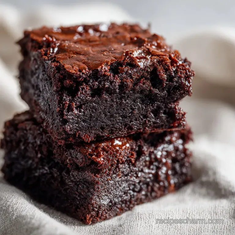 A single square of dark chocolate cake dusted with powdered sugar on a white ceramic plate with a fresh mint leaf.