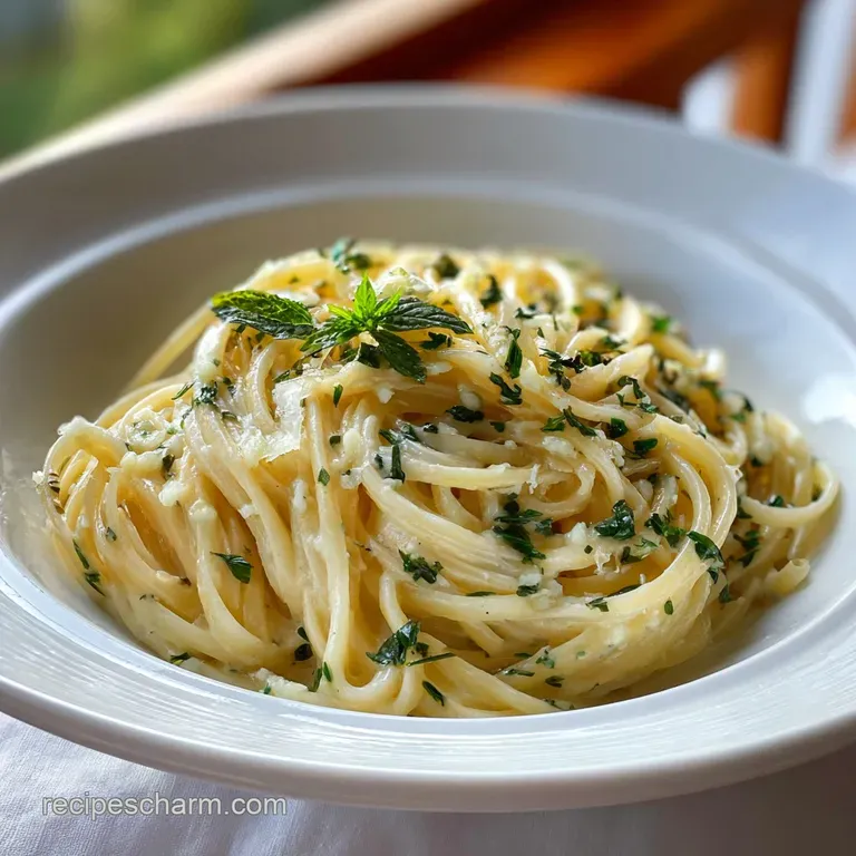Plated roasted chicken portion with golden skin, nestled next to garlic cloves and herbs. Juices pool on the white plate.