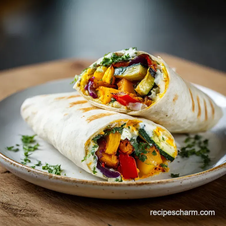 Delicious Roasted Veggie and Hummus Wrap