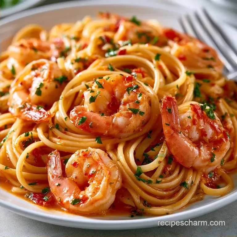 Glossy Shrimp Pasta Chile Butter