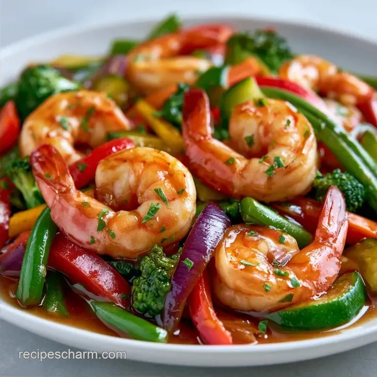 Spicy Shrimp Vegetable Stir Fry: Glossy and Crisp