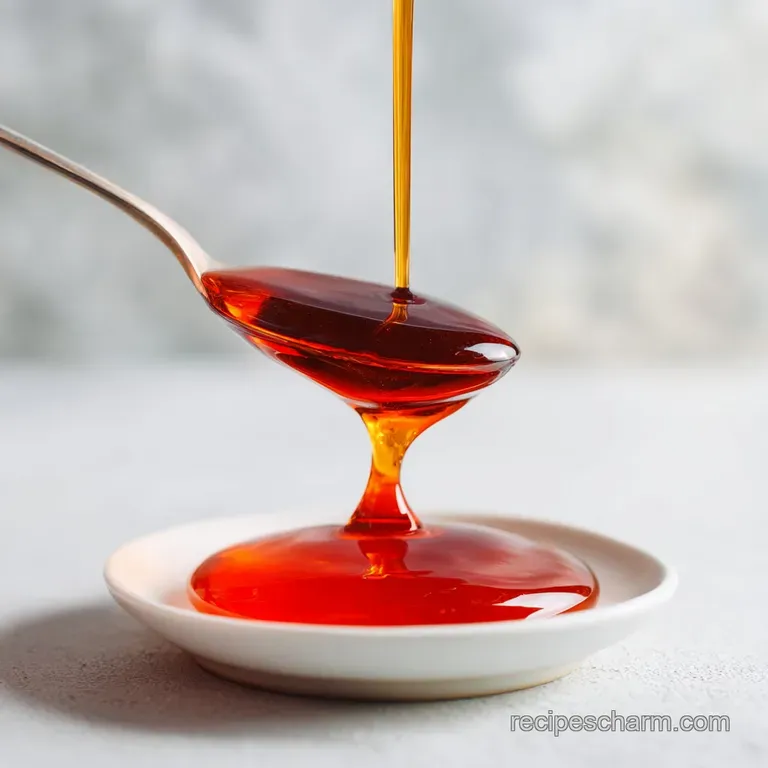 Elegant glass pitcher filled with vanilla syrup, droplets clinging to the side, next to a delicate spoon and vanilla bean.